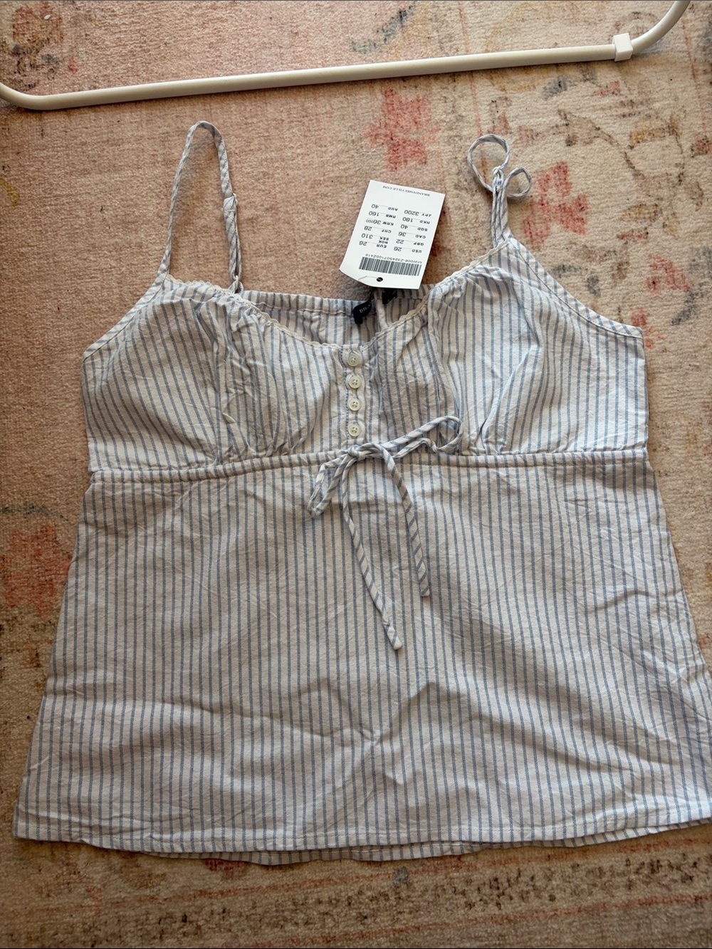 Brandy Melville Blue & White Striped Tie-Front Cami